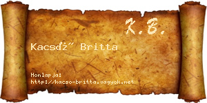 Kacsó Britta névjegykártya